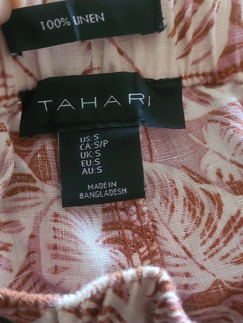 Tahari Linen Women’s Clay Colored Floral Drawstring Shorts Size S